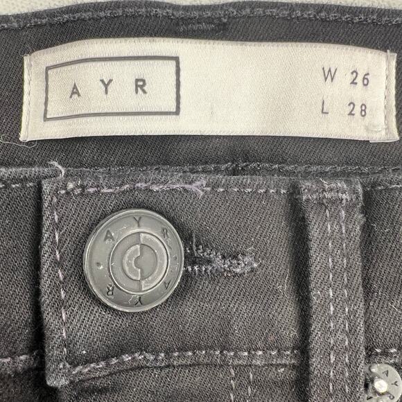 AYR The Skinny Mid Rise Jet Black Stretch Denim Jeans 28 Inseam Size 26 - Picture 3 of 12